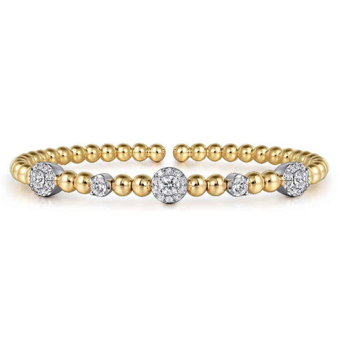 14K White and Yellow Gold Diamond Station Bujukan Split bangle - BG4967-57M45JJ-Gabriel & Co.-Renee Taylor Gallery