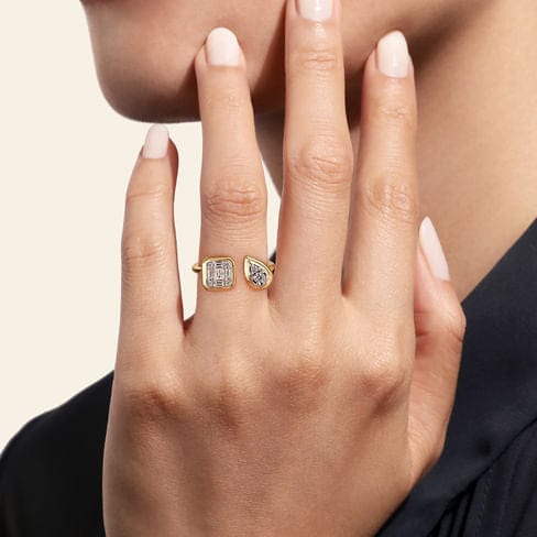 14K White and Yellow Gold Diamond Open Ladies Ring - LR52579M44JJ-Gabriel & Co.-Renee Taylor Gallery