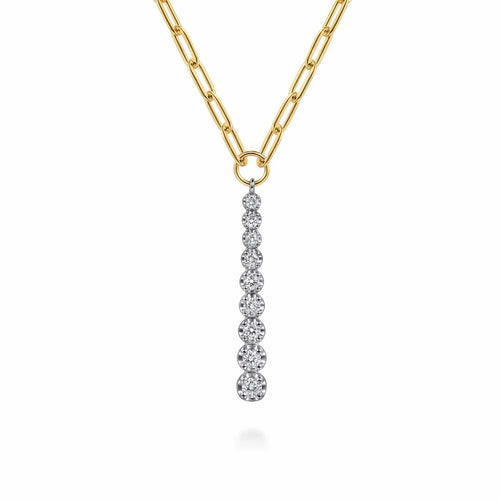 14K White and Yellow Gold Diamond Vertical Bar Link Necklace - NK8233M45JJ-Gabriel & Co.-Renee Taylor Gallery