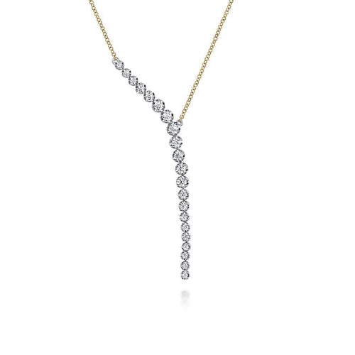 14K White and Yellow Gold Diamond Y Knots Necklace - NK7580M45JJ-Gabriel & Co.-Renee Taylor Gallery