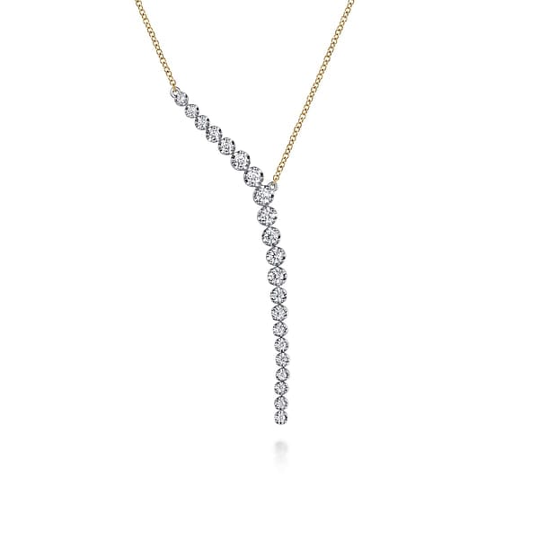 14K White and Yellow Gold Diamond Y Knots Necklace - NK7580M45JJ-Gabriel & Co.-Renee Taylor Gallery