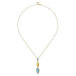 14K White and Yellow Gold Diamond and Marquise Blue Topaz Drop Necklace – NK7880M45BT-Gabriel & Co.-Renee Taylor Gallery