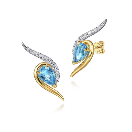 14K White and Yellow Gold Diamond and Pear Blue Topaz Bypass Stud Earrings – EG15394M45BT-Gabriel & Co.-Renee Taylor Gallery
