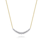 14K White and Yellow Gold Graduating RD Diamond Curved Bar Necklace Lusso Collection - NK8285M45JJ-Gabriel & Co.-Renee Taylor Gallery