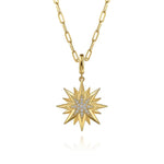 14K Yellow Gold Diamond Starburst Medallion Pendant 24mm - PT7546Y45JJ-Gabriel & Co.-Renee Taylor Gallery