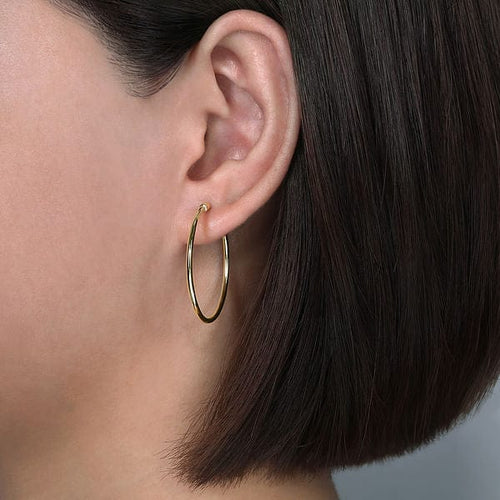 14K Yellow Gold 30mm Round Classic Hoop Earrings - EG13602Y4JJJ-Gabriel & Co.-Renee Taylor Gallery
