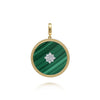 14K Yellow Gold 32mm Bujukan Diamond Malachite Medallion Pendant With Detachable Bail - PT6621Y45MA