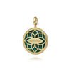 14K Yellow Gold 32mm Bujukan Diamond Malachite Medallion Pendant With Detachable Bail - PT6621Y45MA