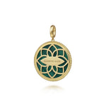 14K Yellow Gold 32mm Bujukan Diamond Malachite Medallion Pendant With Detachable Bail - PT6621Y45MA