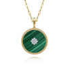 14K Yellow Gold 32mm Bujukan Diamond Malachite Medallion Pendant With Detachable Bail - PT6621Y45MA