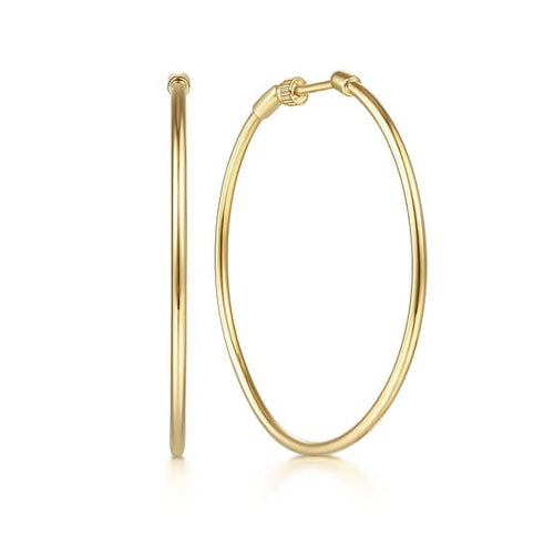 14K Yellow Gold 40mm Round Classic Hoop Earrings - EG13603Y4JJJ-Gabriel & Co.-Renee Taylor Gallery