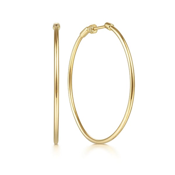 14K Yellow Gold 30mm Round Classic Hoop Earrings - EG13602Y4JJJ-Gabriel & Co.-Renee Taylor Gallery