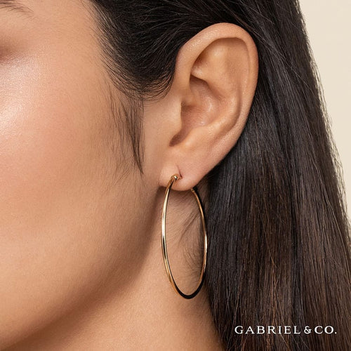 14K Yellow Gold 40mm Round Classic Hoop Earrings - EG13603Y4JJJ-Gabriel & Co.-Renee Taylor Gallery