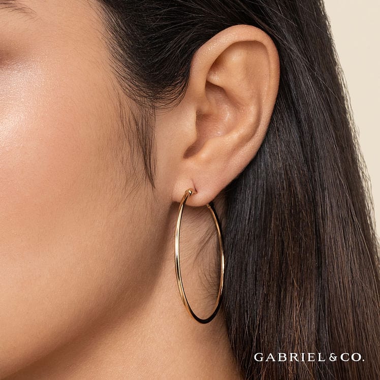 14K Yellow Gold 40mm Round Classic Hoop Earrings - EG13603Y4JJJ-Gabriel & Co.-Renee Taylor Gallery