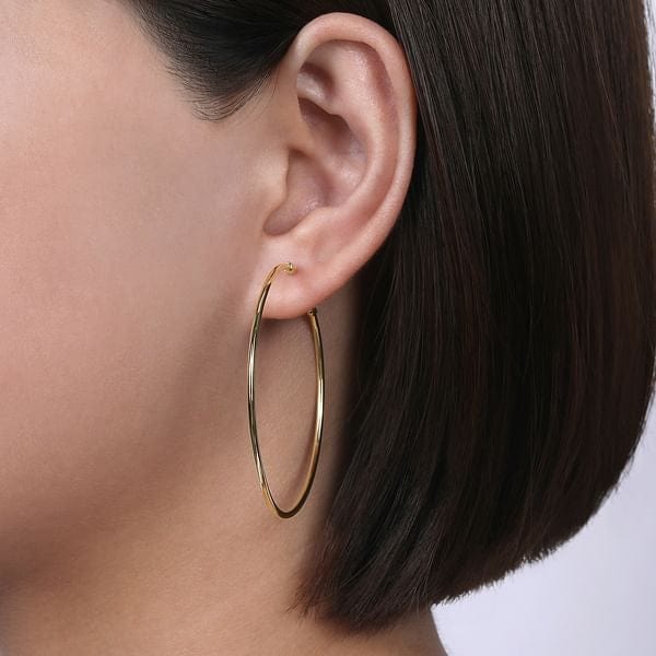 14K Yellow Gold 30mm Round Classic Hoop Earrings - EG13602Y4JJJ-Gabriel & Co.-Renee Taylor Gallery