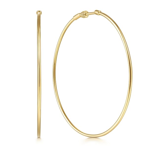 14K Yellow Gold 30mm Round Classic Hoop Earrings - EG13602Y4JJJ-Gabriel & Co.-Renee Taylor Gallery