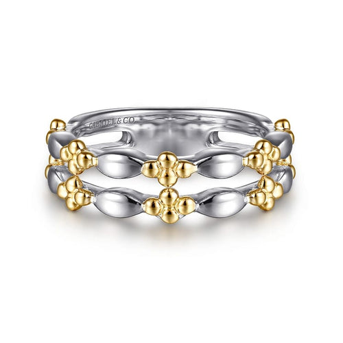 14K Yellow Gold & 925 Sterling Silver Bujukan Easy Stackable Ring - LR52864MZJJJ-Gabriel & Co.-Renee Taylor Gallery