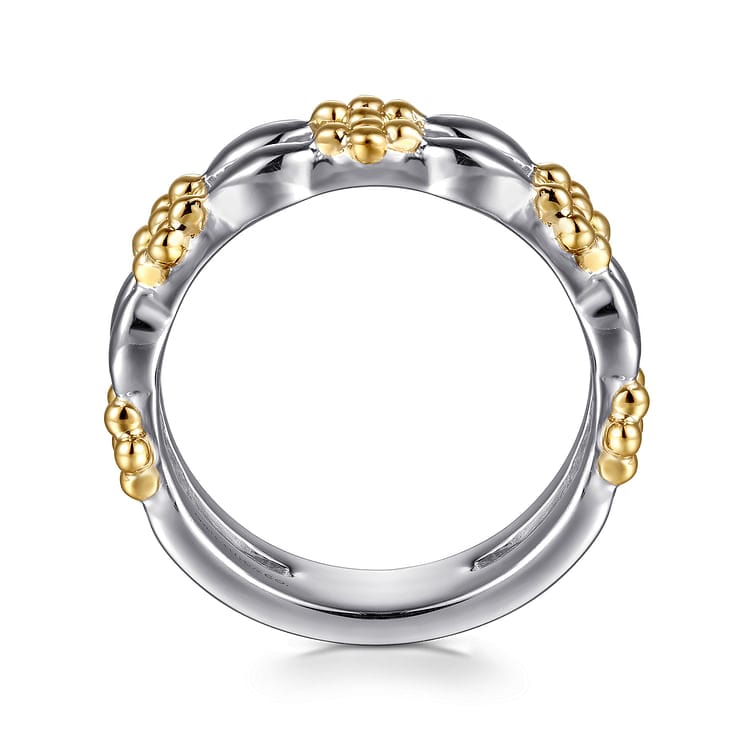 14K Yellow Gold & 925 Sterling Silver Bujukan Easy Stackable Ring - LR52864MZJJJ-Gabriel & Co.-Renee Taylor Gallery
