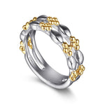 14K Yellow Gold & 925 Sterling Silver Bujukan Easy Stackable Ring - LR52864MZJJJ-Gabriel & Co.-Renee Taylor Gallery