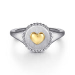 14K Yellow Gold & 925 Sterling Silver Bujukan Heart Medallion Ring - LR52869MZJJJ-Gabriel & Co.-Renee Taylor Gallery