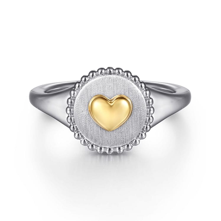 14K Yellow Gold & 925 Sterling Silver Bujukan Heart Medallion Ring - LR52869MZJJJ-Gabriel & Co.-Renee Taylor Gallery