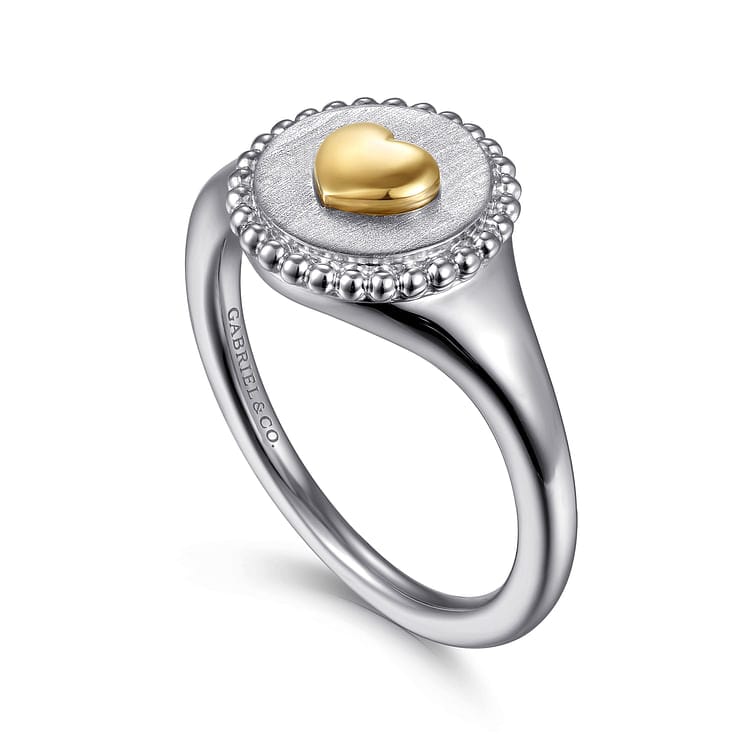 14K Yellow Gold & 925 Sterling Silver Bujukan Heart Medallion Ring - LR52869MZJJJ-Gabriel & Co.-Renee Taylor Gallery