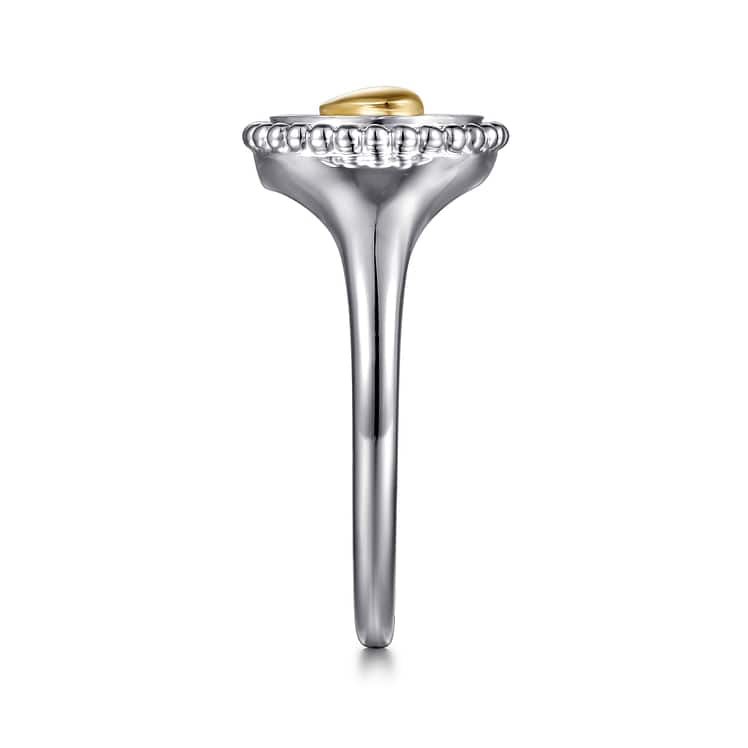 14K Yellow Gold & 925 Sterling Silver Bujukan Heart Medallion Ring - LR52869MZJJJ-Gabriel & Co.-Renee Taylor Gallery