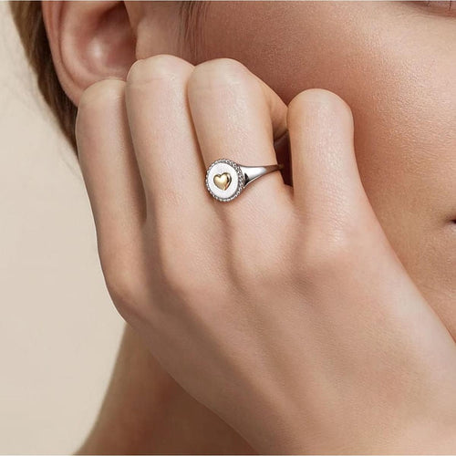14K Yellow Gold & 925 Sterling Silver Bujukan Heart Medallion Ring - LR52869MZJJJ-Gabriel & Co.-Renee Taylor Gallery