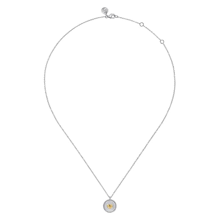 14K Yellow Gold & 925 Sterling Silver Bujukan Heart Medallion Pendant Necklace - NK7926MZJJJ-Gabriel & Co.-Renee Taylor Gallery
