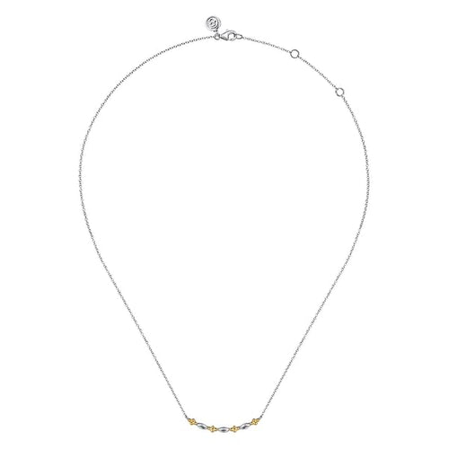 14K Yellow Gold 925 Sterling Silver Bujukan Two Tone Bar Necklace - NK7914MZJJJ-Gabriel & Co.-Renee Taylor Gallery