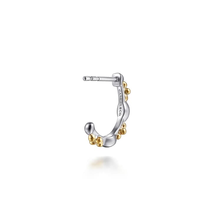 14K Yellow Gold & 925 Sterling Silver Bujukan Two Tone J Hoop Earrings - EG15436MZJJJ-Gabriel & Co.-Renee Taylor Gallery