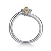 14K Yellow Gold & 925 Sterling Silver Diamond Flower Bypass Ring - LR52855MZ5JJ-Gabriel & Co.-Renee Taylor Gallery