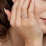 14K Yellow Gold & 925 Sterling Silver Diamond Flower Bypass Ring - LR52855MZ5JJ-Gabriel & Co.-Renee Taylor Gallery