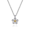 14K Yellow Gold & 925 Sterling Silver Diamond Flower Pendant Necklace - NK7905MZ5JJ-Gabriel & Co.-Renee Taylor Gallery