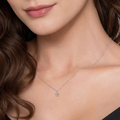 14K Yellow Gold & 925 Sterling Silver Diamond Flower Pendant Necklace - NK7905MZ5JJ-Gabriel & Co.-Renee Taylor Gallery
