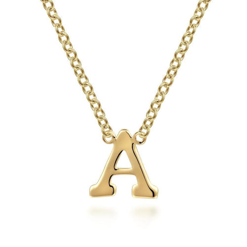 14K Yellow Gold A Initial Necklace - NK6928A-Y4JJJ-Gabriel & Co.-Renee Taylor Gallery