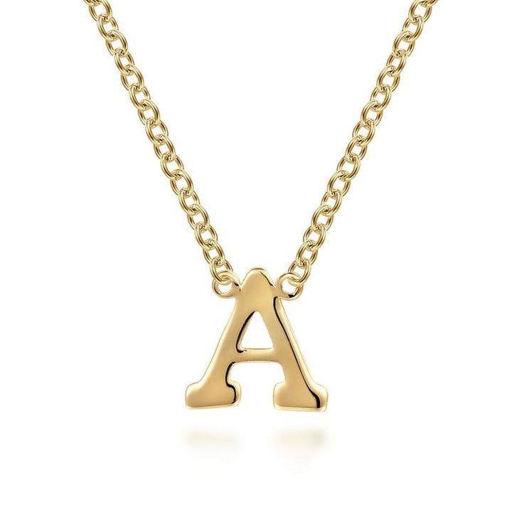 14K Yellow Gold A Initial Necklace - NK6928A-Y4JJJ-Gabriel & Co.-Renee Taylor Gallery