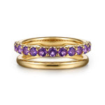 14K Yellow Gold Amethyst Ring – LR52835Y4JAM-Gabriel & Co.-Renee Taylor Gallery