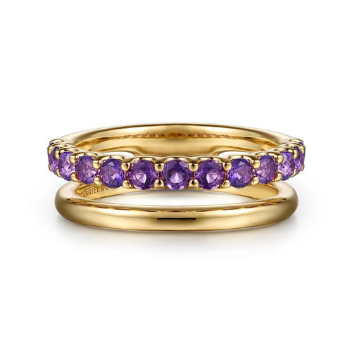 14K Yellow Gold Amethyst Ring – LR52835Y4JAM-Gabriel & Co.-Renee Taylor Gallery