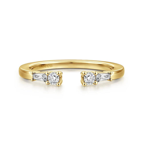 14K Yellow Gold Baguette and Round Open Diamond Anniversary Band Contemporary Collection (Devoted) - AN16811Y44JJ-Gabriel & Co.-Renee Taylor Gallery