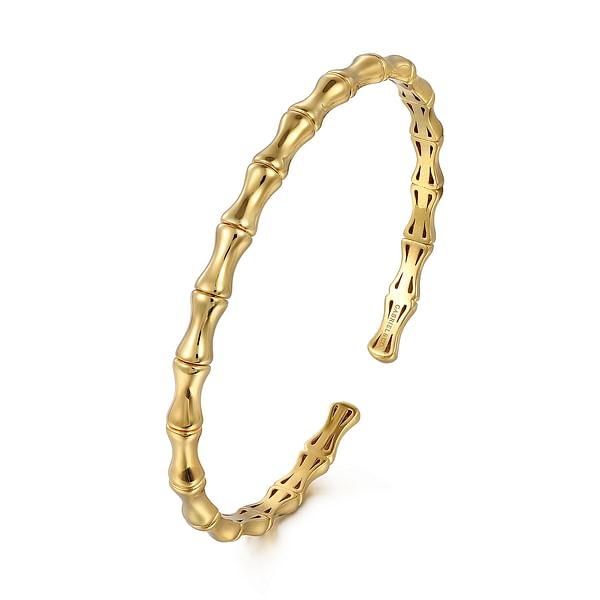 14K Yellow Gold Bar Station Bangle - BG4853-62Y4JJJ-Gabriel & Co.-Renee Taylor Gallery