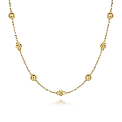 14K Yellow Gold Beaded Station Necklace – NK6903Y4JJJ-Gabriel & Co.-Renee Taylor Gallery