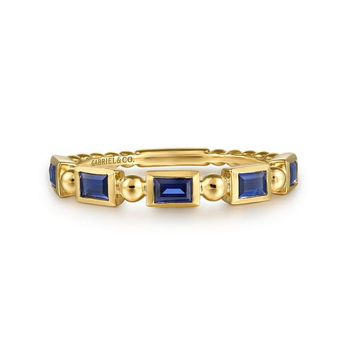 14K Yellow Gold Blue Sapphire Geometric Stackable Ring - LR52877Y4JSA-Gabriel & Co.-Renee Taylor Gallery
