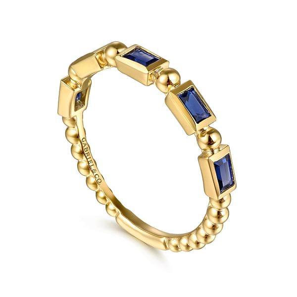 14K Yellow Gold Blue Sapphire Geometric Stackable Ring - LR52877Y4JSA-Gabriel & Co.-Renee Taylor Gallery