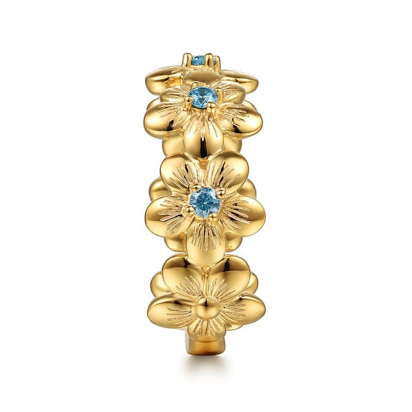 14K Yellow Gold Blue Topaz Flower Stackable - LR52912Y4JBT-Gabriel & Co.-Renee Taylor Gallery