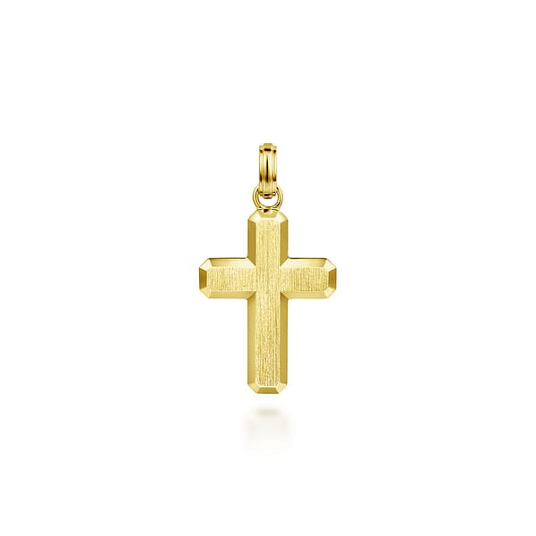 14K Yellow Gold Brushed Finish Cross Pendant - PCM6542Y4JJJ-Gabriel & Co.-Renee Taylor Gallery