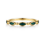 14K Yellow Gold Bujukan Ball and Marquise Shape Stackable Ring with Chrome Green Enamel - LR53025EQY4JJJ-Gabriel & Co.-Renee Taylor Gallery
