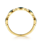 14K Yellow Gold Bujukan Ball and Marquise Shape Stackable Ring with Chrome Green Enamel - LR53025EQY4JJJ-Gabriel & Co.-Renee Taylor Gallery