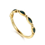 14K Yellow Gold Bujukan Ball and Marquise Shape Stackable Ring with Chrome Green Enamel - LR53025EQY4JJJ-Gabriel & Co.-Renee Taylor Gallery