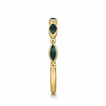 14K Yellow Gold Bujukan Ball and Marquise Shape Stackable Ring with Chrome Green Enamel - LR53025EQY4JJJ-Gabriel & Co.-Renee Taylor Gallery
